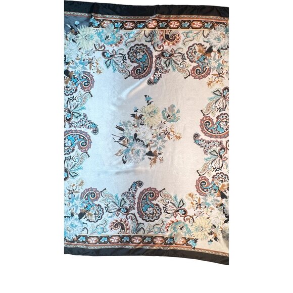 2/$30 NEW White Aqua Ivory Gray Black Floral Delicate Flower Silky Fashion Scarf - Picture 9 of 14